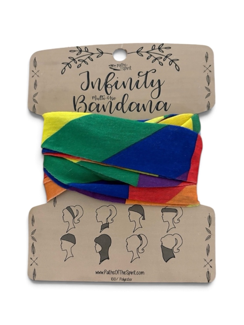 NWT Paths of the Spirit Rainbow Infinity Bandana Multicolor